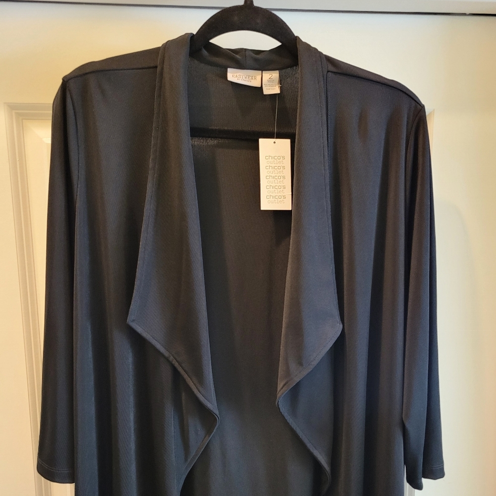 Brand New With Tag Chico's Women's Black Open Front Sweater/Jachet Size 2=14